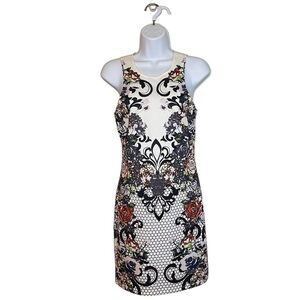 Flying Tomato Baroque Floral Mini Dress M Sleeveless Bodycon Boho Festival Party